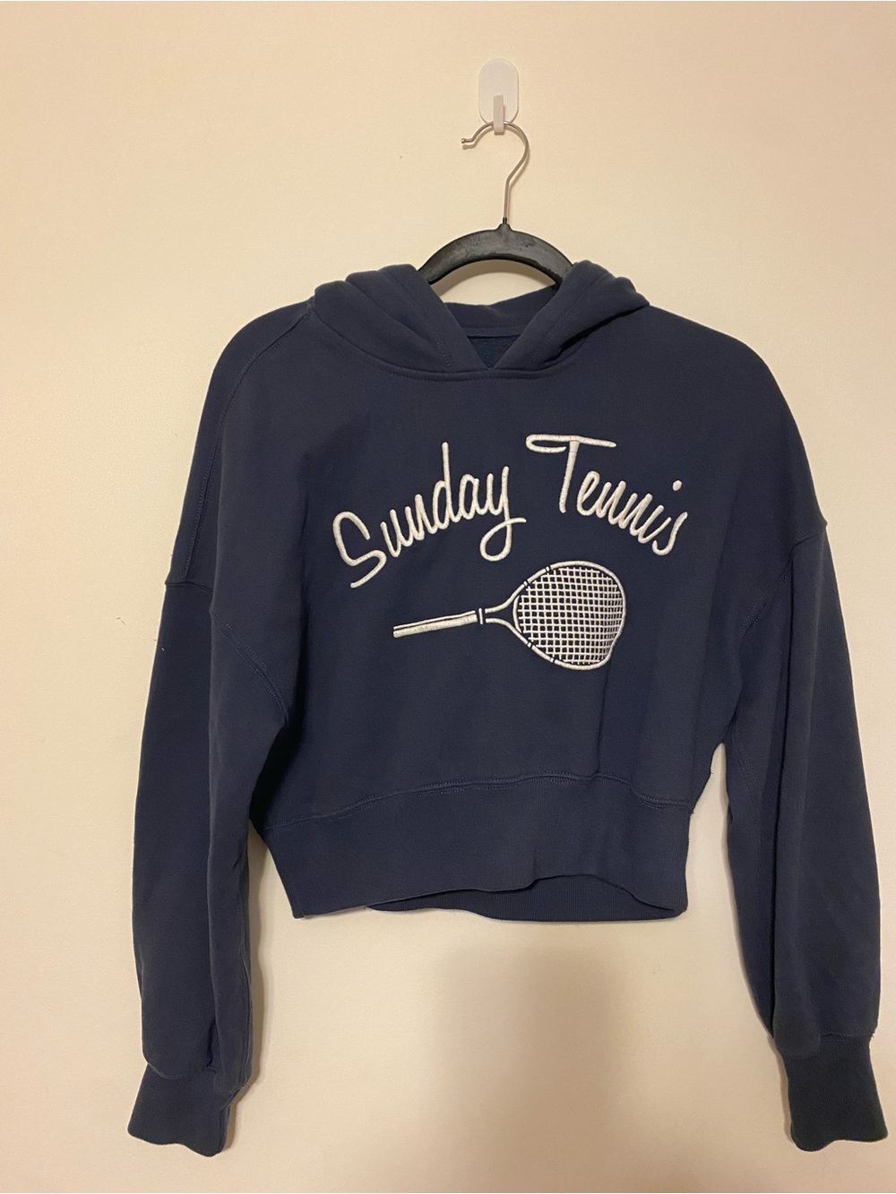 Abercrombie & Fitch Navy 'Sunday Tennis' Cropped Hoodie